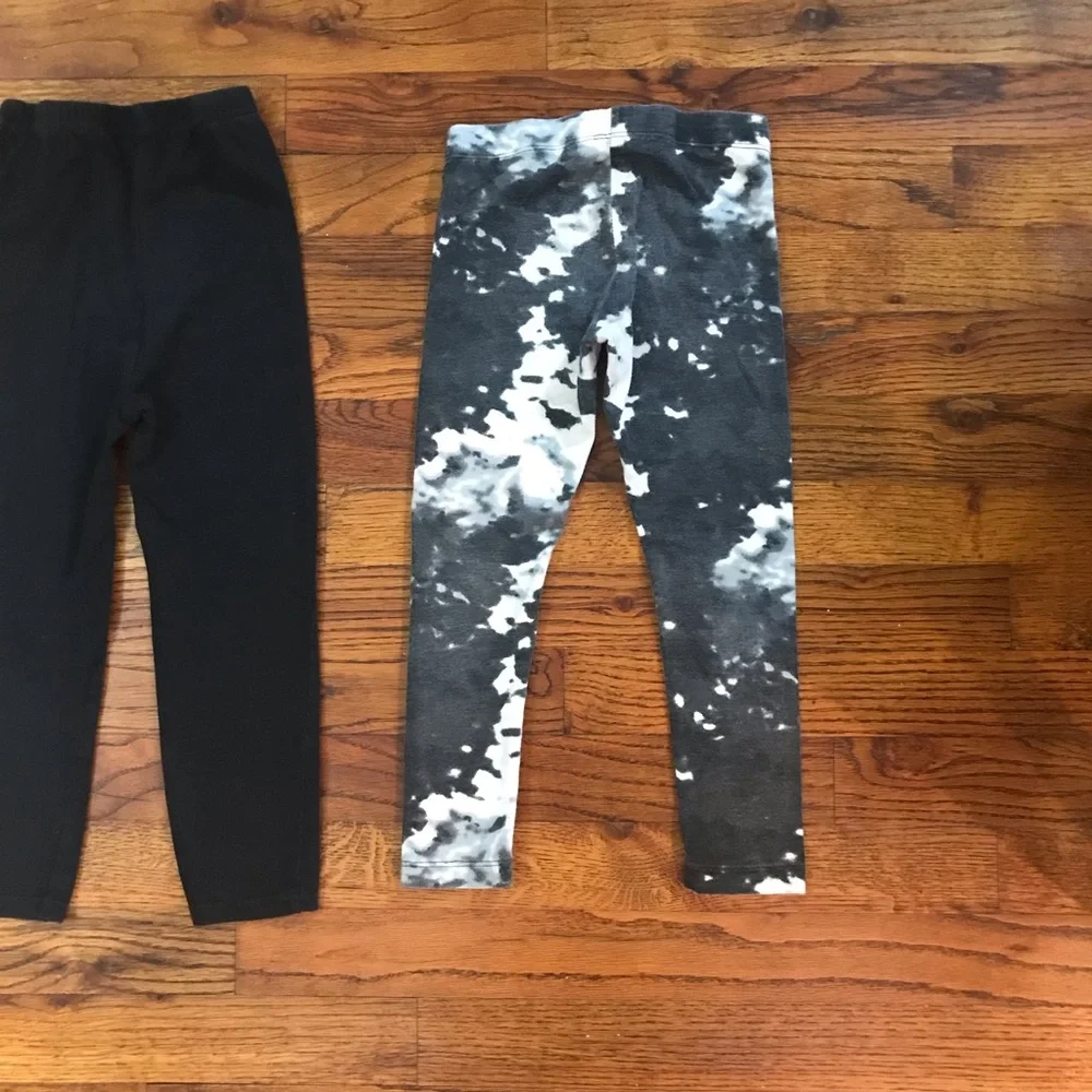 Girls Bottoms Leggings Pants 2 Pc Bundle Black / Black & White Tie Dye 4 / 5 XS